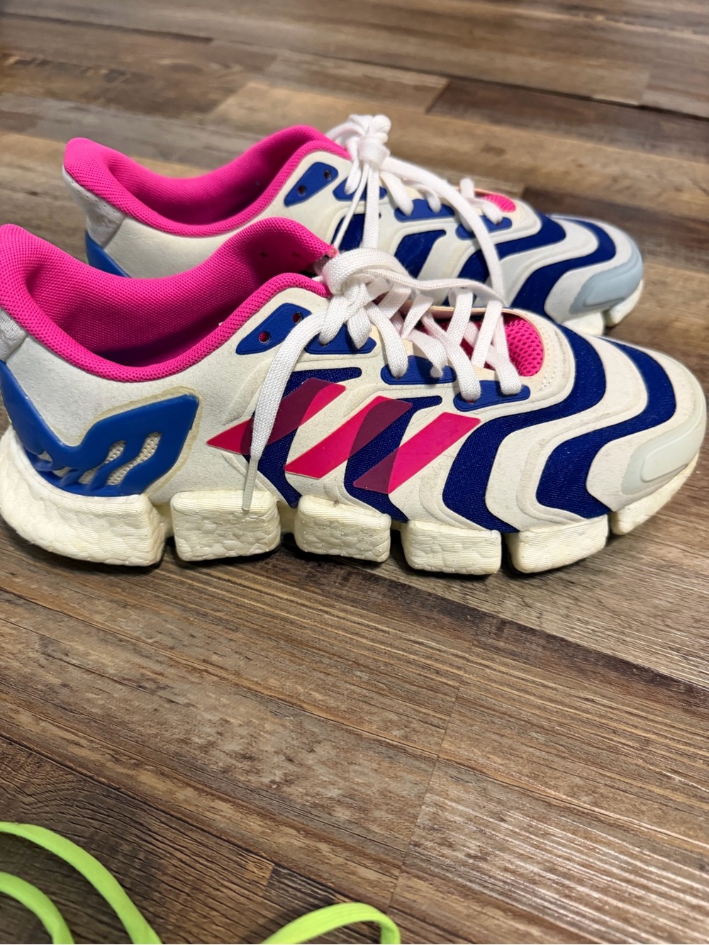 Adidas White, Pink & Blue tennis shoes, size 9
